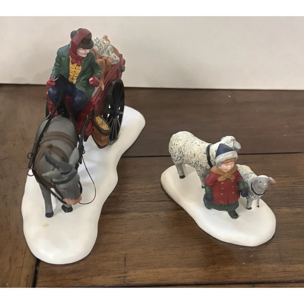 Dept 56 Bringing Fleeces to the Mill Retired Dickens Village Set Of 2 Pc READ